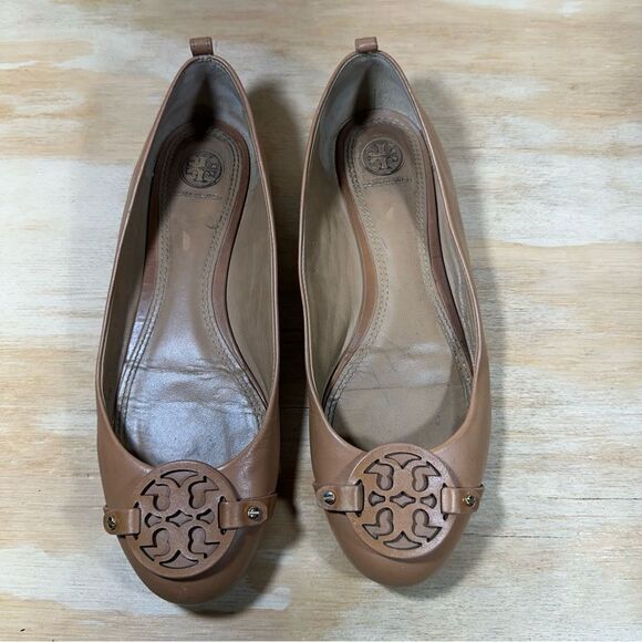 Tory Burch Tan Leather Ballet Flats Women’s Size 8.5 - Picture 2 of 9